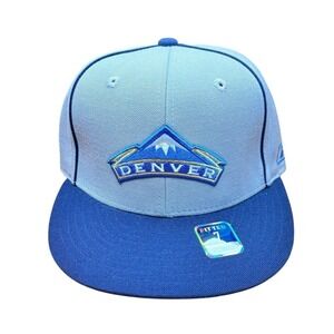 Vintage Reebok Denver Nuggets Fitted Cap Gray Unisex Size 7 Flat Brim Sports Hat